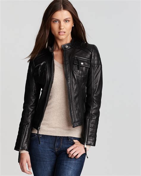 michael kors floral leather jacket|Michael Kors leather jacket sale.